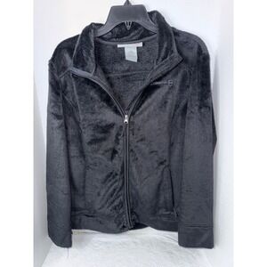 Free Country Fuzzy Fleece Jacket Full Zip Cozy Warm Comfy Black XL